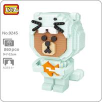 LOZ 9245 Animal World Bebras Bear Fish Pet 3D Modelis 860vnt DIY Mini deimantiniai kaladėlės plytos statybinis žaislas vaikams Dovanų be dėžutės white