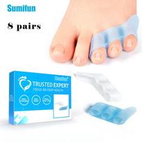 Sumifun 8 poros/dėžutė Šviesiai mėlyna/skaidri spalva Trijų skylučių pirštų skyriklis Kojų pirštų koregavimo pirštų dangtelis Pirštų apsauga Pėdų priežiūra 8 pairs beige