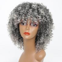 MISSQUEEN Afro Kinky garbanoti perukai su kirpčiukais juodaodėms moterims afrikietiški sintetiniai ambrai be klijų Cosplay perukai, karščiui atsparūs Lizzy 14inches&China