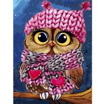 Pilnas 5D „pasidaryk pats“ deimantinis piešimas Mielas pelėdų deimantinis siuvinėjimas mozaikos rinkiniai kryželiu namų dekoras, rankų darbo dovanos Round 20x30cm pink