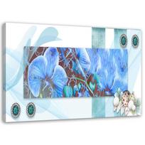 Drobės spaudinys, Mėlynos orchidėjos kompozicija 60x40 mėlyna