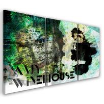 Trijų dalių paveikslo drobės spaudinys Amy Winehouse Dainininkė 90x60 žalia