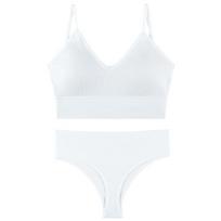 Lingerie Women's Chest Gathered Thin No Steel Rim Large Sports Strap Tank Top French Triangle Cup Bra Set M balta