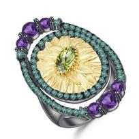 Gb 0 ,86 ct natūralūs Peridotiniai saulėgrąžų žiedai Tikri 925 sterlingų sidabro rankų darbo pirštų žiedas moterims vestuviniai puikūs papuošalai 8 peridotas