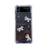 For Samsung Galaxy Z Flip 4 3 Case Transparent Glitter 3d Bow Clear Shockproof Hard Back Cover For Samsung Z Flip4 Zflip3 Case For Samsung Z Flip 3