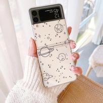 For Samsung Galaxy Z Flip 4 3 Case Planet Love Cloud Painted Transparent Shockproof Pc Hard Cover For Samsung Z Flip4 Flip3 Case For Samsung Z Flip 4