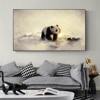 Abstraktus paveikslas Panda Saulėtekio rūkas Drobės menas Aliejinis paveikslas Skandinaviškas stilius Vaikų dekoracija Svetainė Namų dekoras 21cm×30cm NoFrame