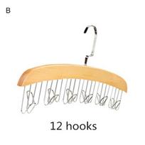 Medinės lentynos nerūdijančio plieno skara kabliukai kaklaraištis diržas kabykla Organizatorius pakabinamas drabužių spinta spinta Sandėliavimas 12 Hooks smėlis