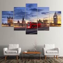5 plokštės Kraštovaizdis Raudonas autobusas Big Ben Drobė Tapyba Vestminsterio tiltas Matyti Plakatai ir spaudiniai Sienos Menas Namų dekoras Be rėmelio 20x35cm*2  20x45cm*2  20x55cm*1