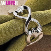 925 sterlingų sidabro dvigubos linijos moteriškos poros žiedo papuošalai black
