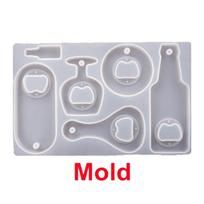 Cast Epoxy Resin Mirror Resin Mold Bottle Opener Silicone Mold Keychain Mold Bottle Opener Beer Wrench Set Mold white
