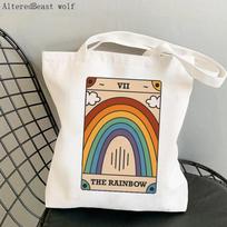 Moterims pirkinių krepšys THE RAINBOW Modernus Tarot kortų krepšys Harajuku Pirkinių drobės pirkinių krepšys mergaitės rankinė Tote peties moteriška rankinė 24*26cm