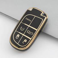 Naujas minkštas TPU automobilio rakto dangtelio dėklas, skirtas Jeep Renegade Compass Grand Cherokee, skirtas Chrysler 300C Wrangler Dodge Car Accessories 5 Buttons juoda
