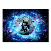Namų dekoras Bitcoin Spaudiniai Tapyba Neoninis švytėjimas Paveikslėliai Mada Sienos Menas Modulinis Šiaurės šalių modernus drobė Plakatas prie lovos fonas 21*30cm blue