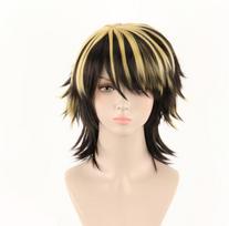 Anime Cosplay perukas Tokyo Revengers Hanemiya Kazutora juodas auksinis trumpas perukas Tokyo Manji Gang Captain Fiber Hair One Size oranžinė