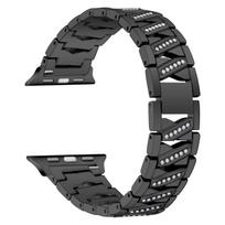 Prabangus deimantinis metalinis dirželis Apple laikrodžio apyrankei 8/7/6/5/4/3/2/1, skirtas iWatch apyrankei 40 mm 38 mm 42 mm 44 mm 45 mm 49 mm nerūdijančio plieno apyrankei 38/40/41mm juoda