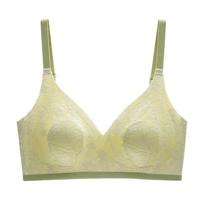 Underwear Women's Traceless Thin Sexy Lace No Steel Ring Clothing Side Milk Anti-Sagging Bra XXL juoda