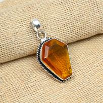 Honey Topaz Gemstone 925 Sterling Silver Handmade Fantastic Jewelry Pendant For Gifts 1.57 Inches oranžinė