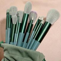 13 vnt/rinkinys Profesionalus makiažo šepetėlių rinkinys Super Soft Powder Blusher akių šešėlių šepetėliai 13PCS žalia