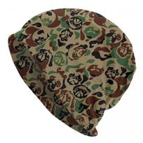 Juokingi naminių mopsų kamufliažas visus sezonus Beanies Skullies kepurės Priedai Unisex vėjui atsparios pupelės kepurės One Size gray