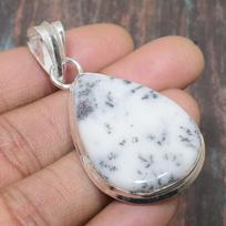 Dendrite Opal Gemstone Handmade Solid 925 Sterling Silver Jewelry Pendant For Wedding Gift 2.17 Inches balta