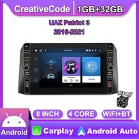 8 colių UAZ Patriot 3 2016–2021 su mygtuko rankenėle Android automobilinis radijas Multimedijos grotuvas Navigacija stereo GPS 2 Din Carplay 2+32GB 1+32GB