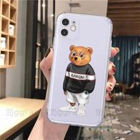 Mielas „Fashion Bear“ silikoninis telefono dėklas, skirtas „iPhone 12 11 13 Pro Max 12Mini 7 8 Plus X XR XSMAX Luxury Brand Clear Soft Cove“ iPhone XS MAX white