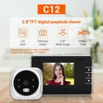 2,8 colio 120 laipsnių plataus kampo vaizdo durų peržiūros priemonė, judesio aptikimo durų skambučio naktinio matymo vaizdo durų telefono akutė peržiūros priemonė C12