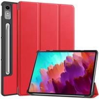 Flip Leather Cover for Lenovo Tab P12  Xiaoxin Pad Pro 12.7 Inch 2023 TB-371FC Ultra Slim PU Tri-Folding Stand Magnetic Smart Case Tab P12 raudona