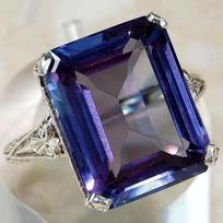 Prabangus pažadas žiedas, inkrustuotas purpuriniu stačiakampio formos sužadėtuvių žiedas nuotakoms, elegancijos ir romantikos simbolis 6 violetinė