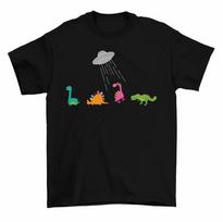 Ufo dinozaurų pagrobimas Juokingi mokslinės fantastikos ateiviai Dino Tee Unisex marškinėliai XXXXL gray