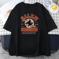 Helovino raganos Seilemo šluotos Unisex trumpomis rankovėmis Kūrybingos gatvės palaidinės Laisvalaikio hiphopo drabužiai O-kaklo Matematikos unisex medvilniniai marškinėliai L black