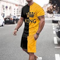 Men's T-shirt Suits Tennis Shirt Graphic Poker Crew Neck Yellow Dark Gray White Black 3D Print Street Daily Short Sleeve Print Clothing S