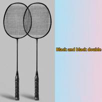 Badmintono raketės anglies pluošto rinkinys 2 rinkiniai itin lengvo puolamojo tipo juoda