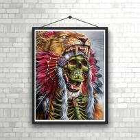 1 Set DIY 5D Diamond Painting Kit, Lion Skull Painting Wall Art Decor, Home Room Decor,Living Room Kitchen Bedroom Decorative Painting Round drill 30x40cm gray