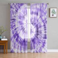 Violetinės aliejinės tapybos tekstūros permatomos tiulio užuolaidos, skirtos svetainei miegamojo virtuvei langams Voile užuolaidos namų dekoravimui 135W x 114H(cm) white