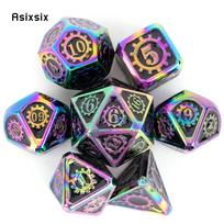 7 Pcs Colorful Gear Wheel Metal Dice Solid Metal Polyhedral Dice Set Suitable for Role-Playing RPG  Board Game Card Game įvairiaspalvis