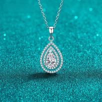 Sertifikuotas S925 sidabro moisanito 5*8mm 1CT lašo formos karoliai vestuvių vakarėliui moterims dovana prabangūs sužadėtuvių deimantiniai papuošalai 1 Carat