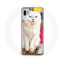 Coque pour Samsung Galaxy A20 Turc de Van Chat Blanc aux yeux bleu et jaune
