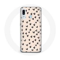 Coque pour Samsung Galaxy A20 Fond de texture abstraite coeurs noirs juoda