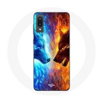 Coque pour Samsung Galaxy A02 Loup de Glace et de feu
