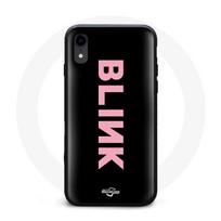 Coque pour Iphone XR Blink Fandom Blackpink Logo Rose Fond Noir