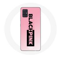 Coque pour Samsung Galaxy A51 5G Blackpink Groupe de K-pop Logo Noir Rose Fond Rose