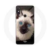 Coque pour Xiaomi Redmi Note 5 AI Dual Camera Chat Siamois Noir et blanc aux Yeux Bleus
