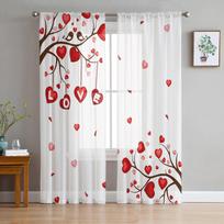 Valentine'S Day Love Modern Tulle Curtains For Living Room Bedroom Home Kitchen Window Sheer Curtains 135W x 114H(cm) white