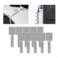 10 Pieces Reusable Cable Ties Holder Straps Multipurpose Adjustable Wire Organizer for Home pilka spalva