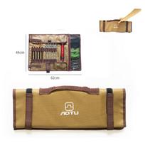 Outdoor Camping Multifunctional Ground Nails Storage Bag Portable Hammer Stake Wind Rope Accessory tan beige