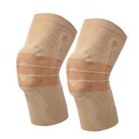 Gold Anti-slip Silicone Knee Pads Running Basketball Sports Protection Unisex Knitted Protective Gear S beige