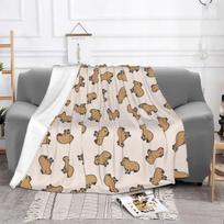 Capybara antklodės iš vilnos viso sezono Pietų Amerikos laukinių gyvūnų nešiojamos plonos antklodės, skirtos sofoms, automobilių patalynės užvalkalams 75x100cm 30x40in