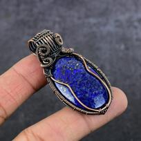 Lapis Lazuli brangakmenis rankų darbo varinės vielos apvyniojamas papuošalų pakabukas 2,29 colio C7b42 blue